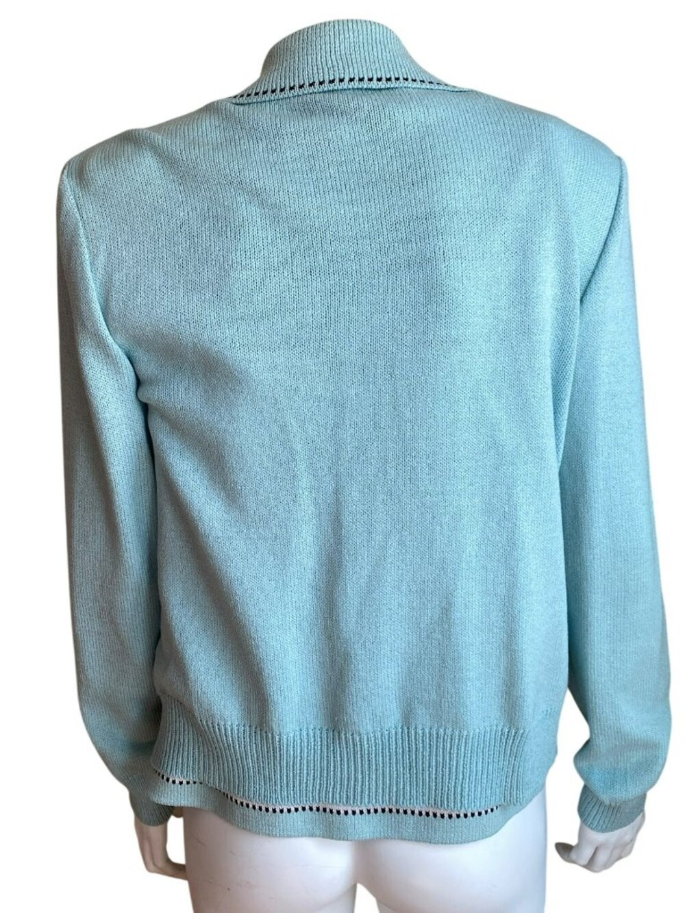 St John Sport Cardigan Knit Sweater Set Aqua Mint Celadon Green Sze Large Medium - Picture 3 of 15